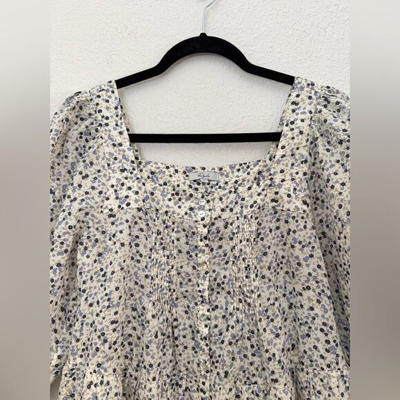 Rails Pippa Square Neck Puff Sleeve Tiered Mini Dress Watercolor Buds Size Small - Picture 5 of 10